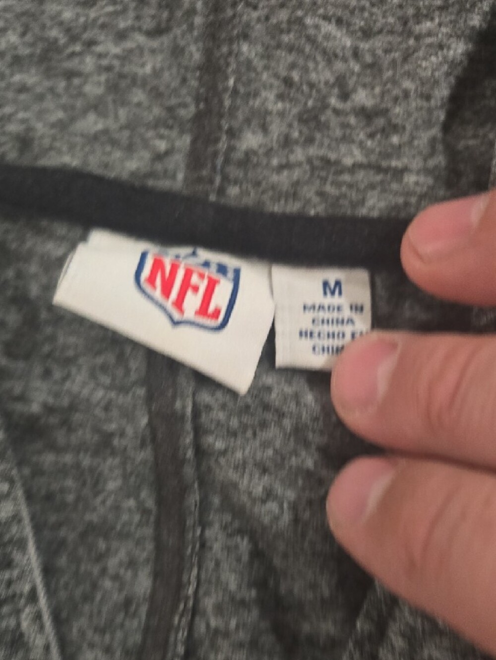 NFL Gray Heather Zip-Up Hoodie with Black Trim - Picture 7 of 14